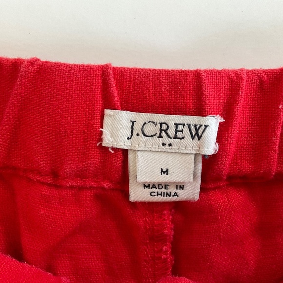 J.Crew Shorts Sz M Red Pom Pom Pull On Pockets Boho Hippie Beach Summer Comfort - Picture 3 of 7